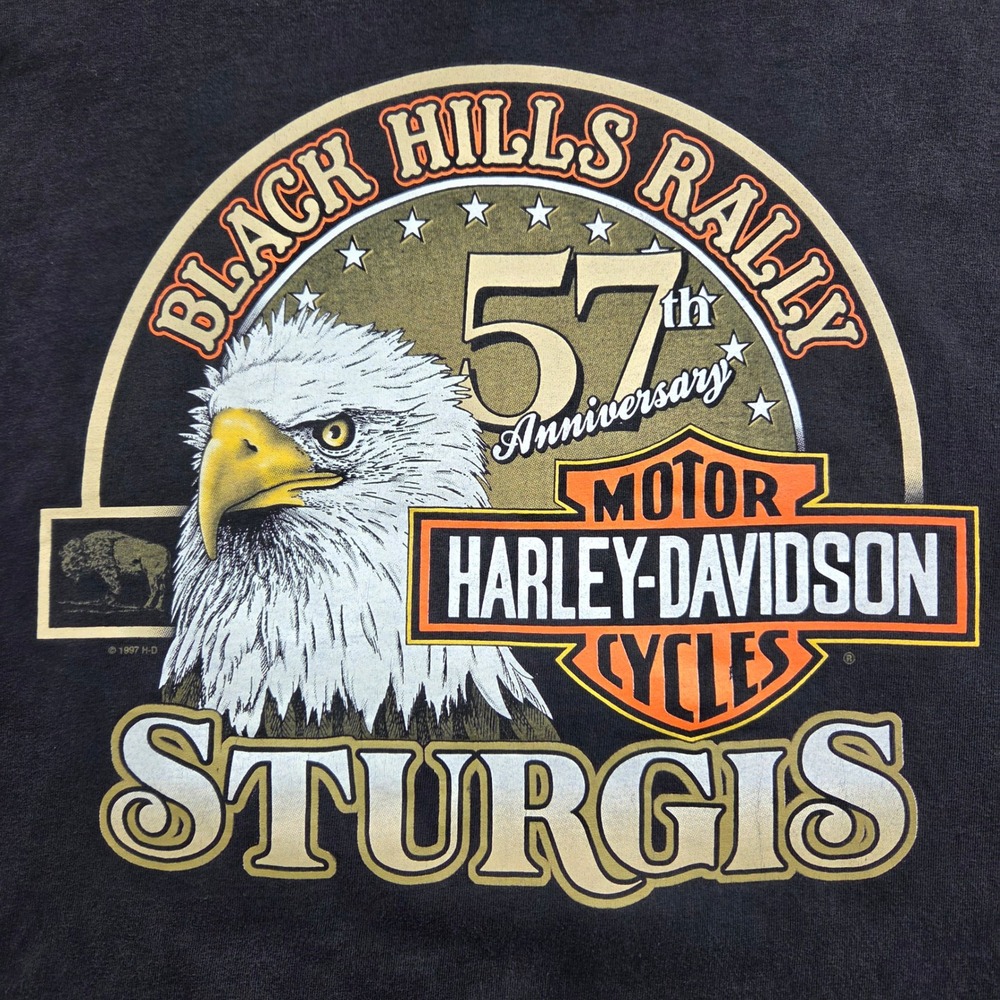 VTG HARLEY-DAVIDSON Legacy 1997 Sturgis Black Hills Rally T-Shirt Mens XL Black